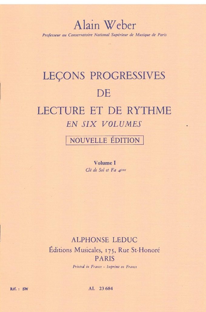 Weber, Alain - Leçons progressives de lecture et de rythme volume I
