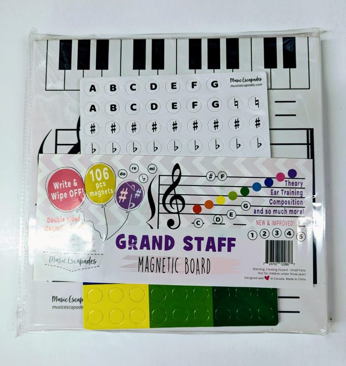 Magnetic board with keyboard and large staff