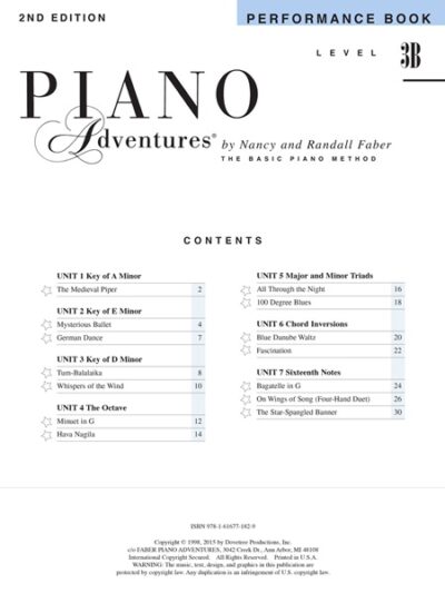 Faber and Faber - Piano Adventures Level 3B Performance Book 2nd Edition