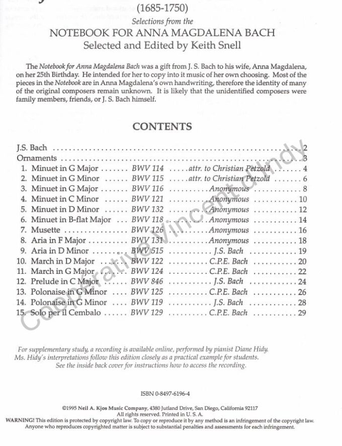 Bach - Selections Anna Magdalena_001090 Bach, Johann Sebastian - Selections from the Notebook for Anna Magdalena Bach