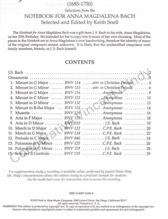 Bach, Johann Sebastian - Selections from the Notebook for Anna Magdalena Bach