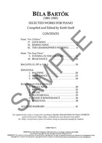 Bartók, Béla - Selected Works for Piano