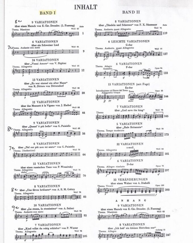 Beethoven - Variations table Van Beethoven, Ludwig - Piano Variations, vol. 2