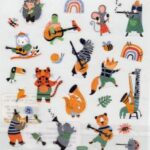 Autocollants animaux safari musiciens