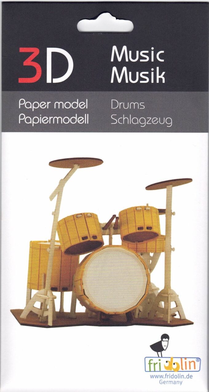 Maquette 3D musique en papier - batterie
